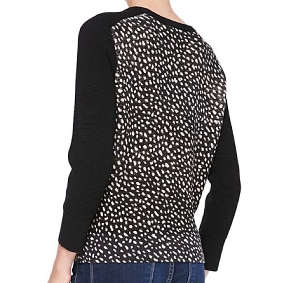 Tory Burch Shia Sweater Black Dotted Pony Print Large Merino Wool Classic Chic - Picture 2 of 12